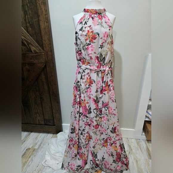 Eliza J Floral-Print Halter-Neck Maxi Dress NWT Size 14 - Picture 2 of 4